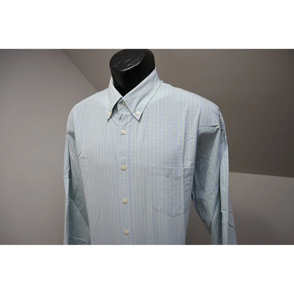 J. Crew Button Up Dress Shirt Mens XL Blue Green Plaid Tailored Fit EUC